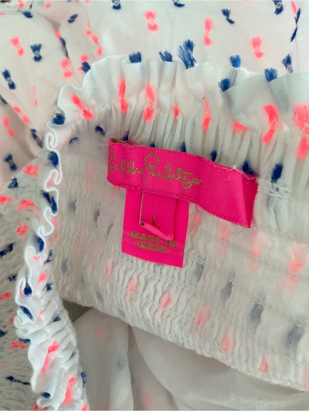 Lilly Pulitzer Ethenia Skirt Large Resort White Neon Gauzy Clip Pom Pom - Picture 3 of 6